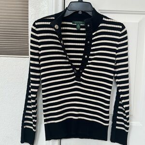 RALPH LAUREN SWEATER - BLACK & WHITE 100% COTTON.